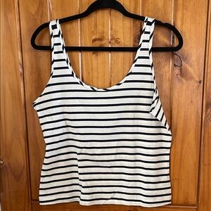 CAbi Black and White Striped Tank Top